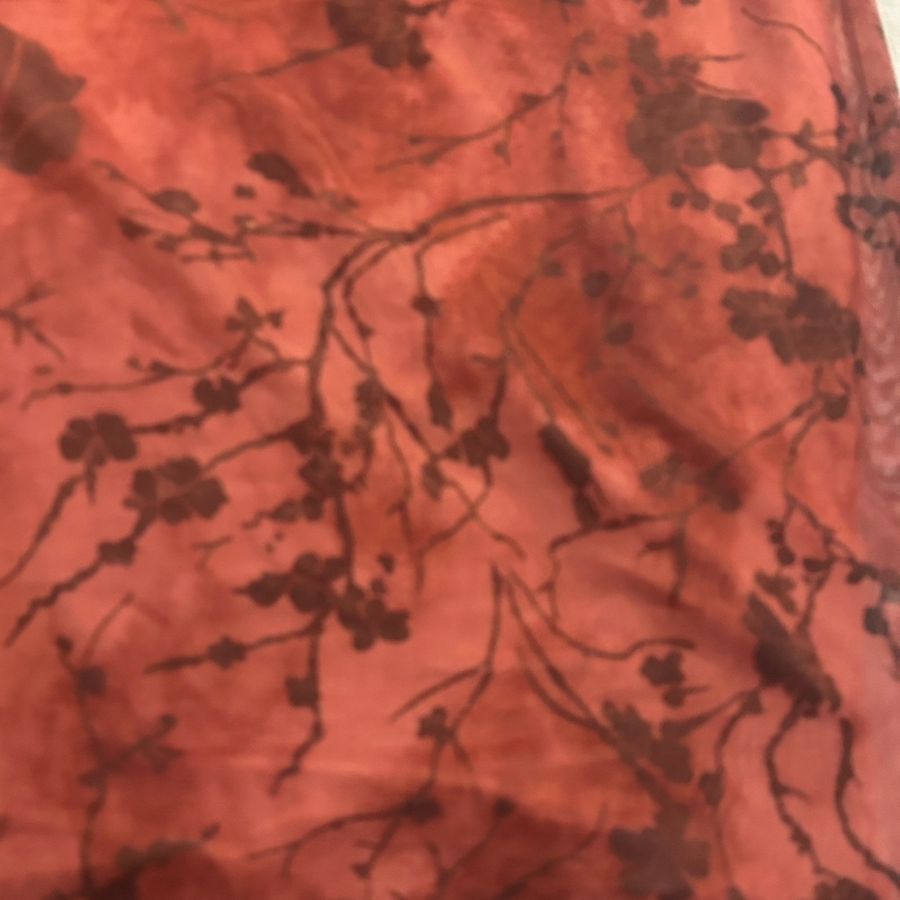 Cider Floral Lace overlay  Skirt - orange size small - Picture 2 of 8